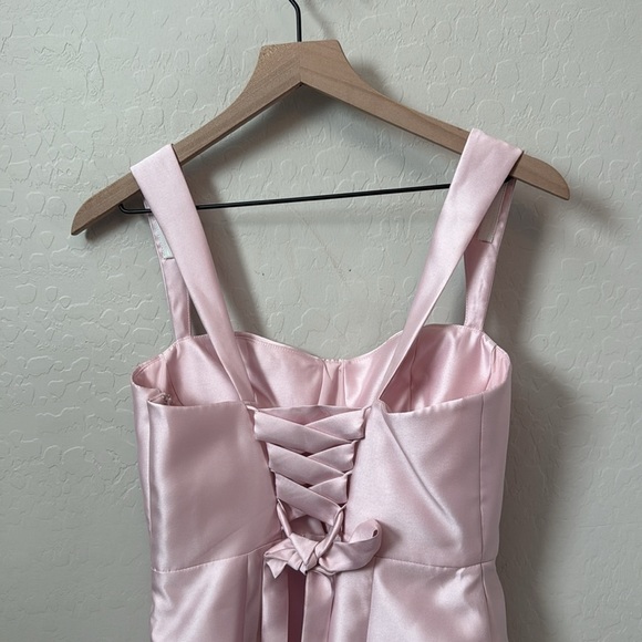 Alfred Sung Ballet Pink Bustier Tie Back Gown Size 4 - Picture 6 of 10